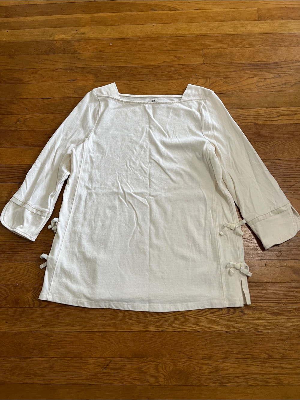 Talbots Cream Square-Neck Tunic with Side Ties